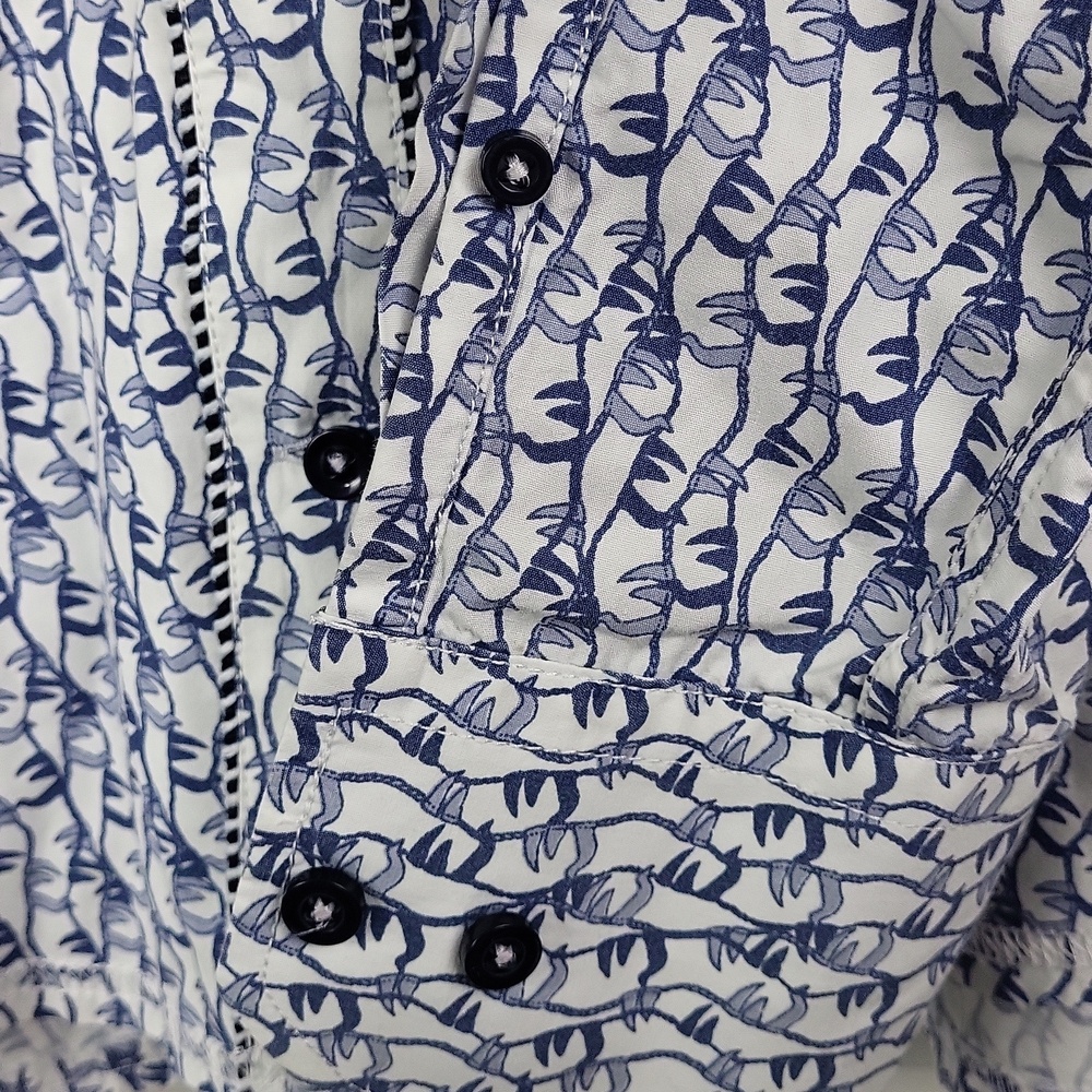 Georg Roth Los Angeles Button-Down Shirt with Navy All-Over Print. Size L - Picture 3 of 10